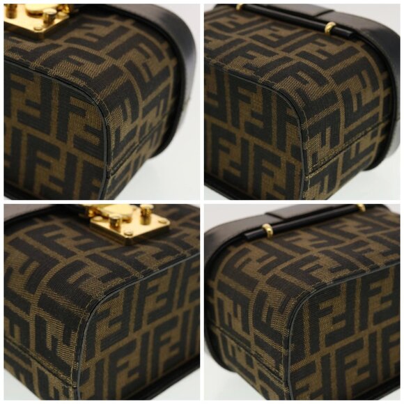 FENDI Zucca Canvas Hand Bag Nylon 2way Brown Black - Picture 16 of 16